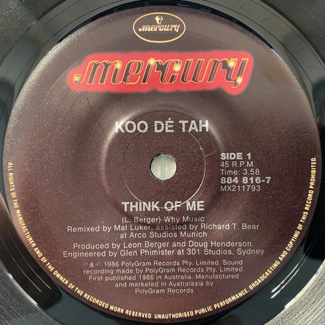 Koo Dé Tah : Think Of Me (7", Single)