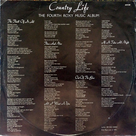 Roxy Music : Country Life (LP, Album, RE)