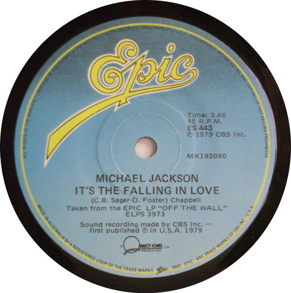 Michael Jackson : She's Out Of My Life (7", Single)