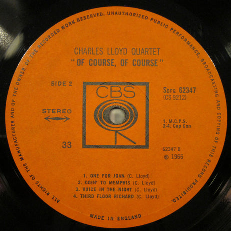The Charles Lloyd Quartet : Of Course, Of Course (LP)