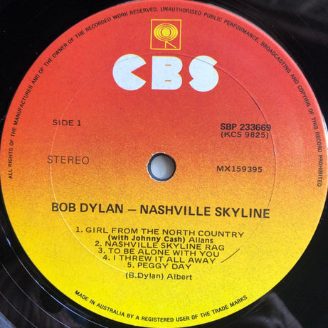Bob Dylan : Nashville Skyline (LP, Album, RE)