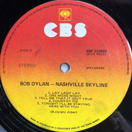 Bob Dylan : Nashville Skyline (LP, Album, RE)