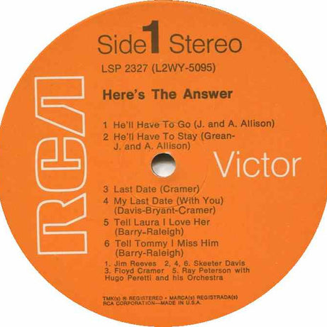 Skeeter Davis : Here's The Answer (LP, Album, RE)