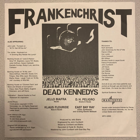 Dead Kennedys : Frankenchrist (LP, Album, RE, RM)