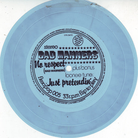 Bad Manners : No Respect / Just Pretendin' (Flexi, 7", S/Sided, Blu)