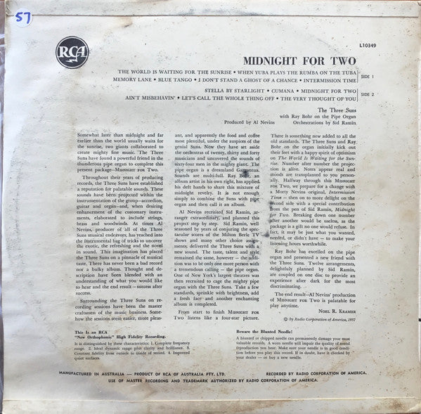 The Three Suns : Midnight For Two (LP, Album, Mono)