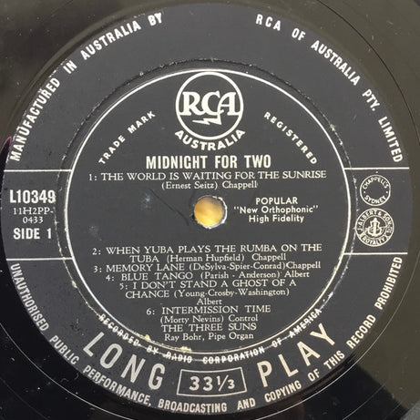 The Three Suns : Midnight For Two (LP, Album, Mono)