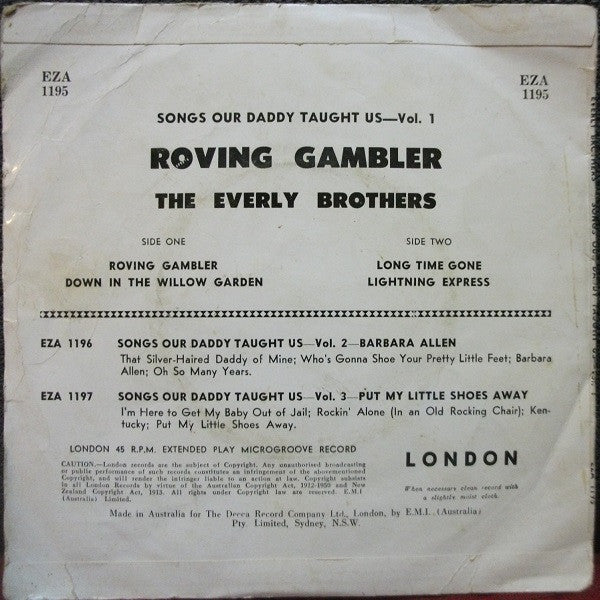 Everly Brothers : Songs That Our Daddy Taught Us - Volume 1 (7", EP, Kno)