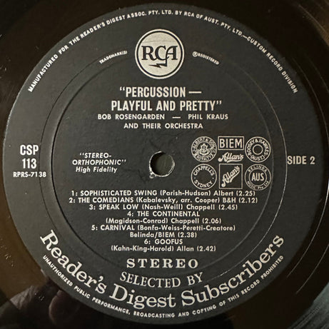 Bobby Rosengarden And Phil Kraus : Percussion Playful And Pretty (LP, Album)