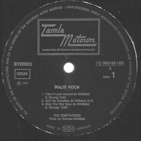 The Temptations : Solid Rock (LP, Album)