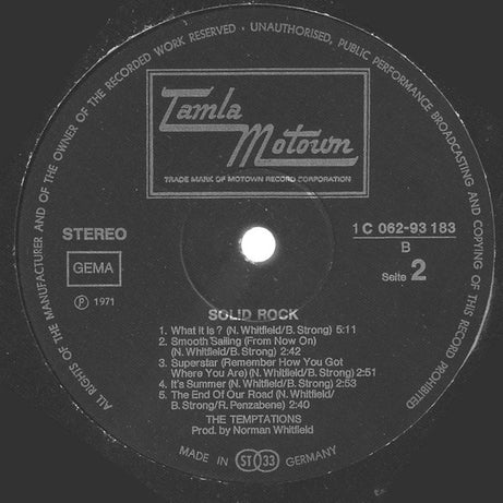 The Temptations : Solid Rock (LP, Album)