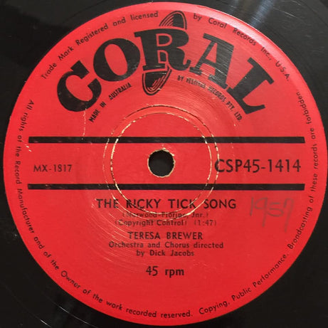 Teresa Brewer : The Ricky Tick Song (7", Single)
