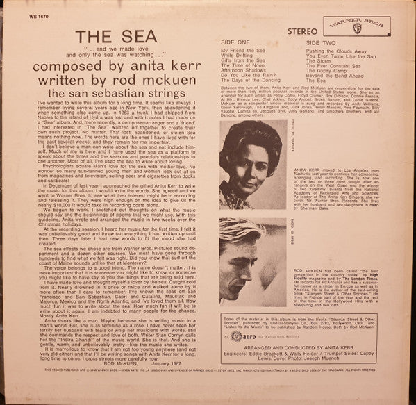 Anita Kerr, Rod McKuen / The San Sebastian Strings : The Sea (LP, Album, RE)