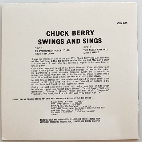 Chuck Berry : Chuck Berry Swings And Sings (7", EP, RE)