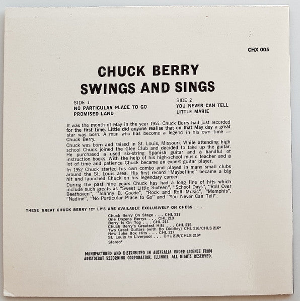 Chuck Berry : Chuck Berry Swings And Sings (7", EP, RE)