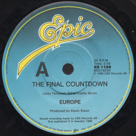 Europe (2) : The Final Countdown (7", Single, Gen)