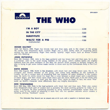 The Who : The Who (7", EP, Mono, Lab)