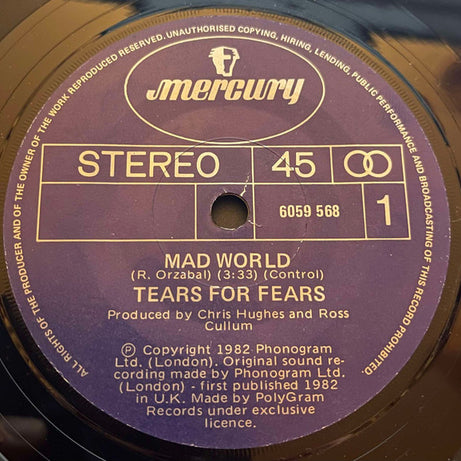 Tears For Fears : Mad World (7", Single)