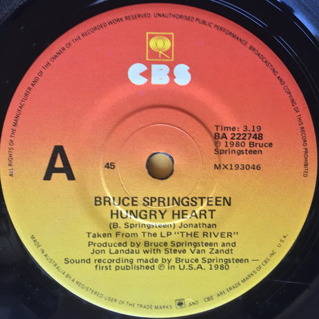 Bruce Springsteen : Hungry Heart (7", Single)