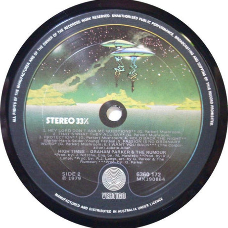 Graham Parker And The Rumour : High Times (LP, Comp, CBS)