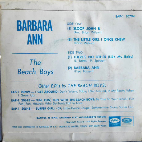 The Beach Boys : Barbara Ann (7", EP)