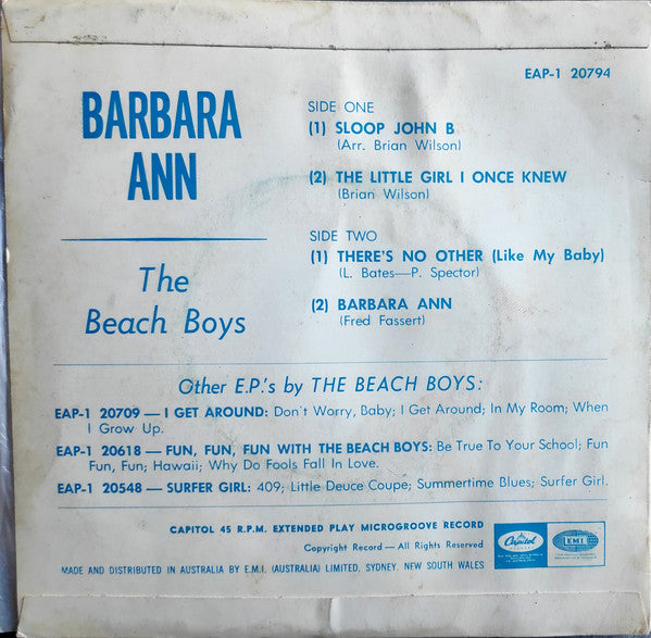 The Beach Boys : Barbara Ann (7", EP)
