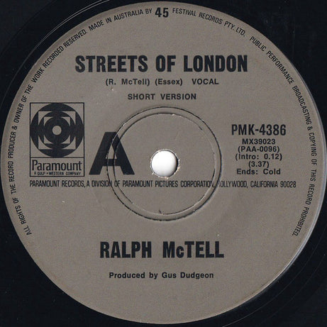 Ralph McTell : Streets Of London (7", Single)