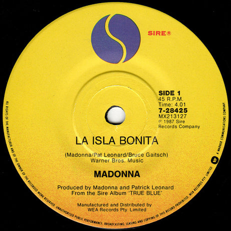 Madonna : La Isla Bonita (7", Single)