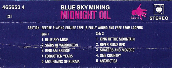 Midnight Oil : Blue Sky Mining (Cass, Album)
