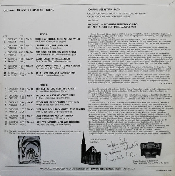 Horst Christoph Diehl, Johann Sebastian Bach : Hymns Of Faith - Glaubenslieder (LP, Album)