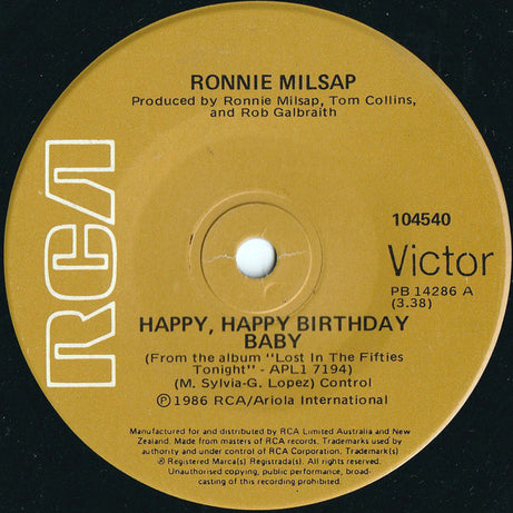 Ronnie Milsap : Happy, Happy Birthday Baby (7", Single)