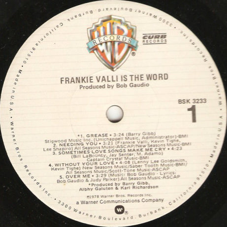 Frankie Valli : ...Is The Word (LP, Album, RP)