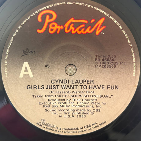 Cyndi Lauper : Girls Just Want To Have Fun (7", Single)
