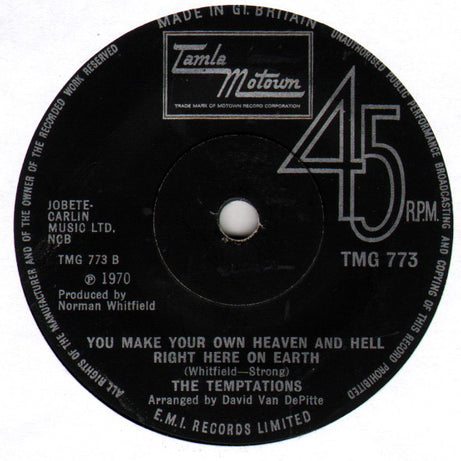 The Temptations : Just My Imagination (Running Away With Me) (7", Single, Sol)