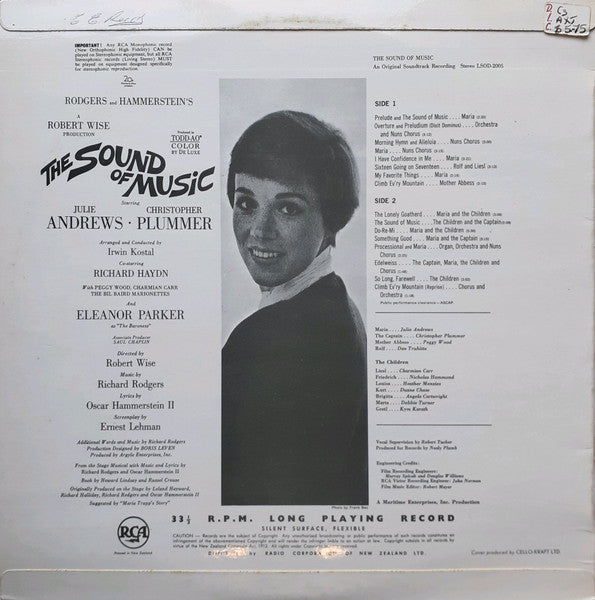 Rodgers & Hammerstein / Julie Andrews, Christopher Plummer, Irwin Kostal : The Sound Of Music (An Original Soundtrack Recording) (LP)