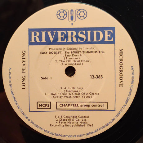 The Bobby Timmons Trio : Easy Does It (LP, Album, Mono)