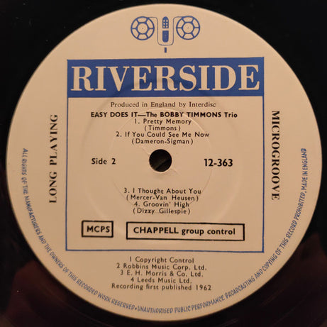 The Bobby Timmons Trio : Easy Does It (LP, Album, Mono)