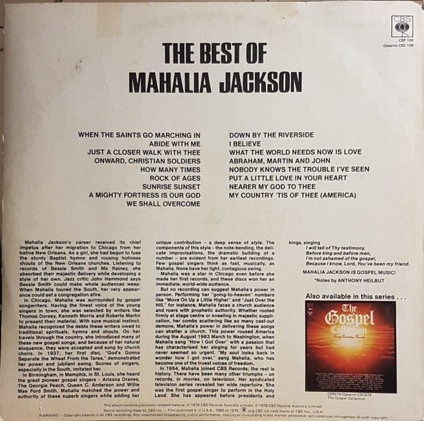Mahalia Jackson : The Best Of Mahalia Jackson (LP, Comp)