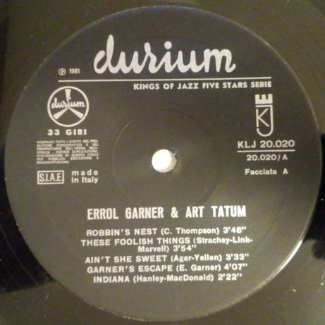 Erroll Garner / Art Tatum : Here Are Erroll Garner & Art Tatum At Their Rare  Of All Rarest Performances Vol. 1 (LP, Album)