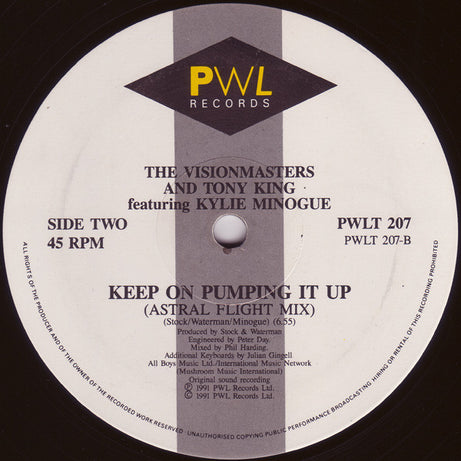Vision Masters And Tony King Featuring Kylie Minogue : Keep On Pumpin' It (12", Single)