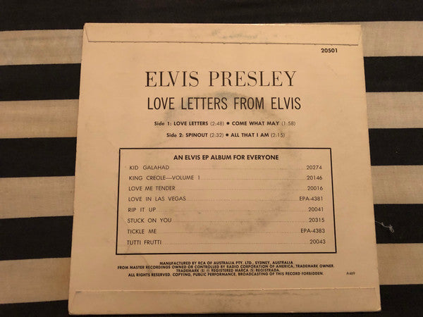 Elvis Presley : Love Letters From Elvis (7", EP)