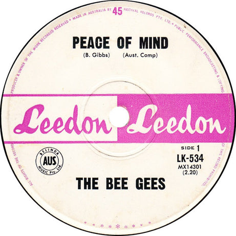 Bee Gees : Peace Of Mind  (7", Single)