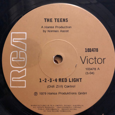 The Teens : 1-2-3-4 Red Light / Baby Blue (7", Single)