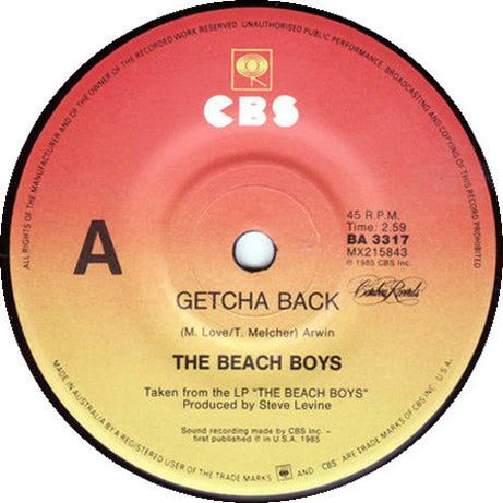 The Beach Boys : Getcha Back (7")
