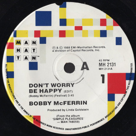 Bobby McFerrin : Don't Worry, Be Happy (7", Single)