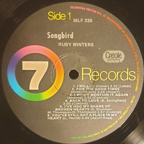 Ruby Winters : Songbird (LP, Comp)