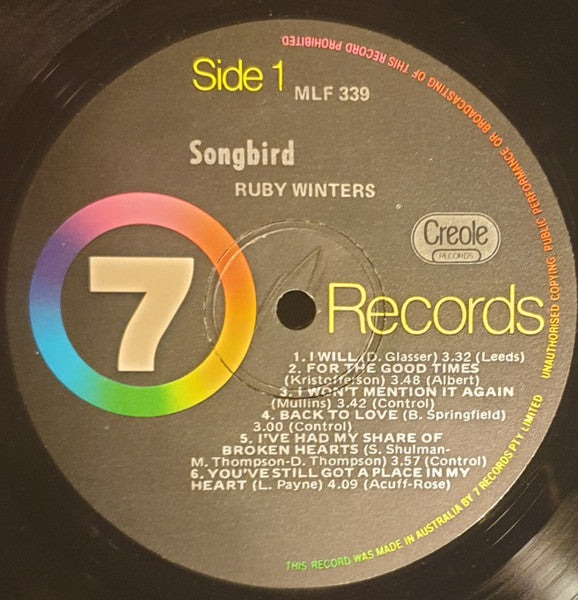 Ruby Winters : Songbird (LP, Comp)