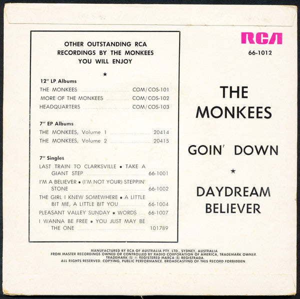 The Monkees : Daydream Believer (7", RP)