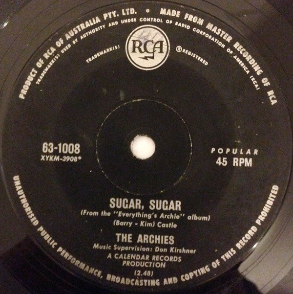 The Archies : Sugar, Sugar / Melody Hill (7", Single)