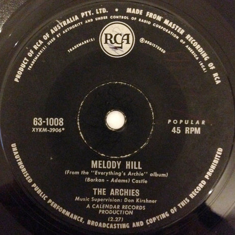 The Archies : Sugar, Sugar / Melody Hill (7", Single)